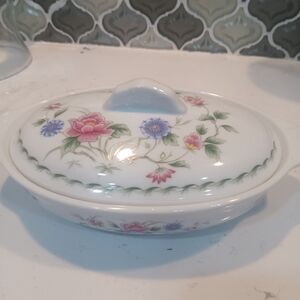 ANDREA Spring Night Floral Covered Oval Dish